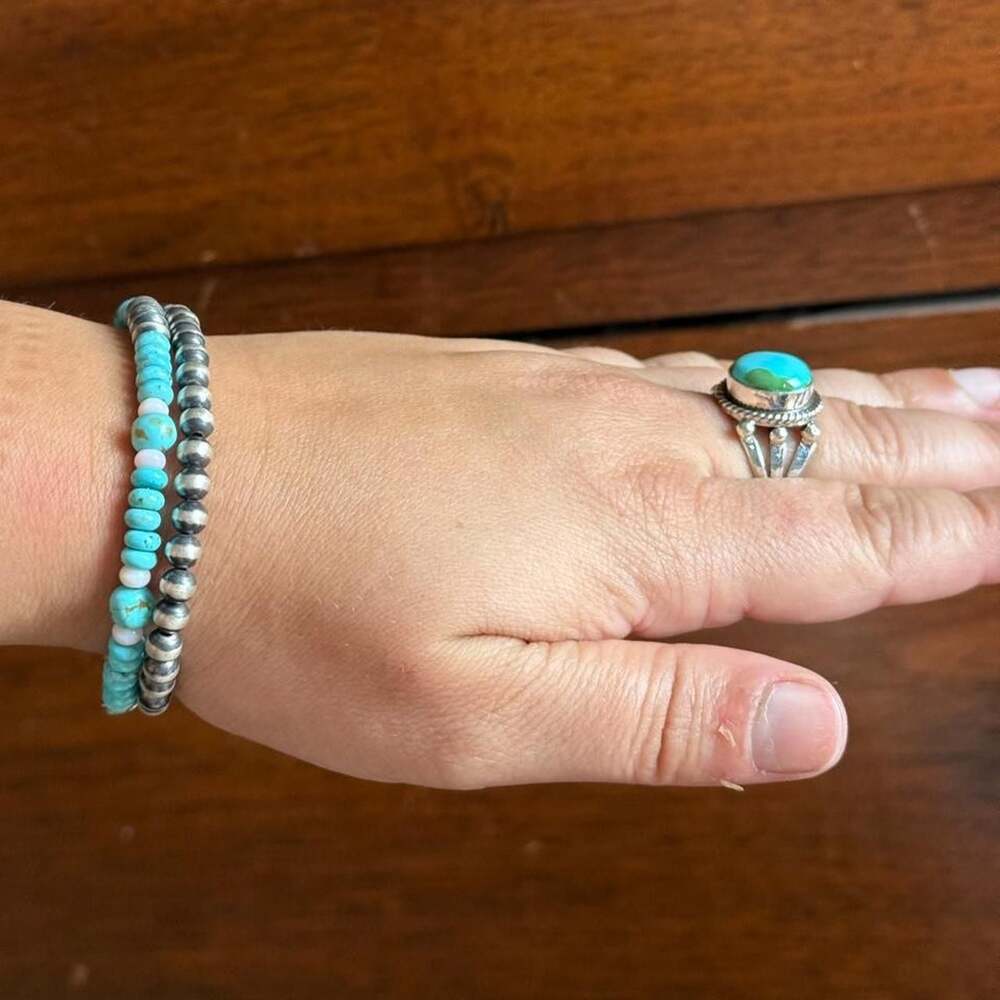 Navajo Handmade Sonoran Gold Turquoise Sterling Silver Ring - Picture 5 of 6